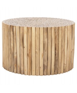 ΤΡΑΠΕΖΙ ΣΑΛΟΝΙΟΥ ΣΤΡΟΓΓΥΛΟ COOTER HM9863 ΚΛΑΔΙΑ TEAK-ΦΥΣΙΚΟ Φ80x50Υεκ.