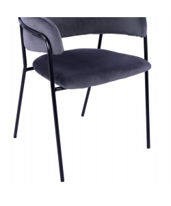 ΠΟΛΥΘΡΟΝΑΚΙ KELSO HM8521.01 ΒΕΛΟΥΔΟ ΣΚΟΥΡΟ ΓΚΡΙ & ΜΑΥΡΟ ΜΕΤΑΛΛΙΚΟ ΣΚΕΛΕΤΟ 52,5x52x80 cm