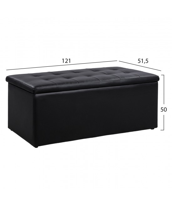 ΣΚΑΜΠΟ PU ΜΕ ΑΠΟΘΗΚΕΥΤΙΚΟ ΧΩΡΟ TRISCUBE ΜΑΥΡΟ HM223.01 121x51.5x50Υ εκ.