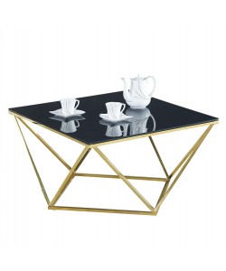 ΤΡΑΠΕΖΙ ΣΑΛΟΝΙΟΥ WILLOW HM8613.02 ΜΕ ΜΑΥΡΟ ΓΥΑΛΙ ΚΑΙ ΕΠΙΧΡΥΣΗ ΒΑΣΗ 80X80X45 EK.