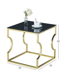 ΒΟΗΘΗΤΙΚΟ ΤΡΑΠΕΖΑΚΙ AMARA HM8616.02 ΜΕ ΜΑΥΡΟ ΓΥΑΛΙ ΚΑΙ ΕΠΙΧΡΥΣΗ ΒΑΣΗ 55X55X55 EK.