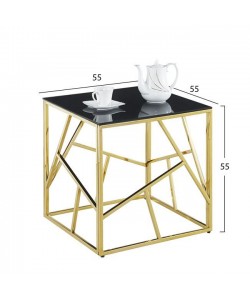 ΒΟΗΘΗΤΙΚΟ ΤΡΑΠΕΖΑΚΙ JANA ΜΕ ΜΑΥΡΟ ΓΥΑΛΙ ΚΑΙ ΕΠΙΧΡΥΣΗ ΒΑΣΗ 55X55Χ55Y EK.HM8619.01