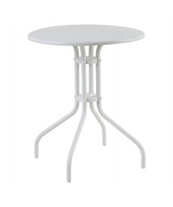 ΤΡΑΠΕΖΙ ΕΞ.ΧΩΡΟΥ ΣΤΡΟΓΓΥΛΟ LINO HM5973.02 ΜΕΤΑΛΛΙΚΟ ΛΕΥΚΟ Φ60x70Υεκ.