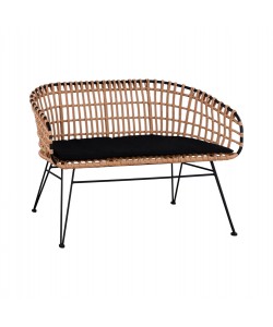 ΠΑΓΚΑΚΙ ΜΕΤΑΛΛΙΚΟ ALLEGRA HM5692 ΜΕ WICKER ΜΑΥΡΟ-ΜΠΕΖ 124x57x77Υ εκ.