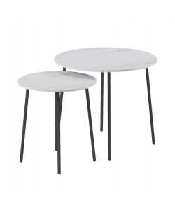 ΤΡΑΠΕΖΙΑ ΣΑΛΟΝΙΟΥ 2ΤΜΧ CUPPER HM9878.12 ΜΕΛΑΜΙΝΗ ΛΕΥΚΟ ΜΑΡΜΑΡΟ-ΜΑΥΡΟ ΜΕΤΑΛΛΟ