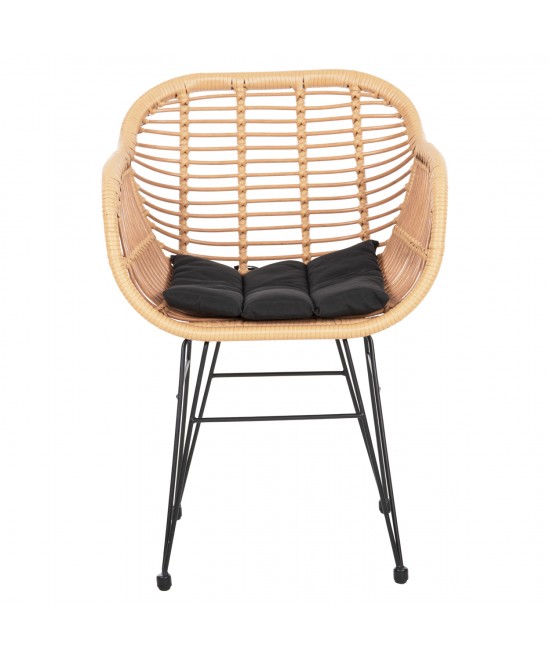ΠΟΛΥΘΡΟΝΑ ΜΕ ΜΑΞΙΛΑΡΙ ΜΕΤΑΛΛΙΚΗ ALLEGRA HM5450.31 ΜΕ WICKER ΜΠΕΖ 58x59x82Υ