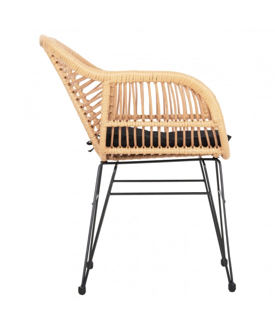 ΠΟΛΥΘΡΟΝΑ ΜΕ ΜΑΞΙΛΑΡΙ ΜΕΤΑΛΛΙΚΗ ALLEGRA HM5450.31 ΜΕ WICKER ΜΠΕΖ 58x59x82Υ