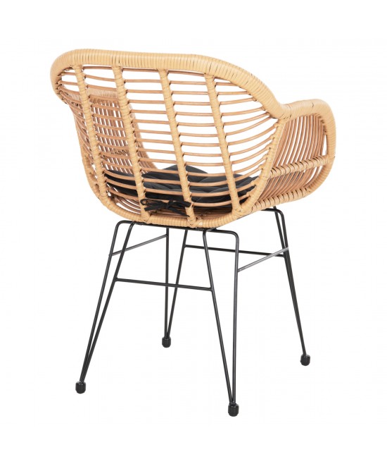 ΠΟΛΥΘΡΟΝΑ ΜΕ ΜΑΞΙΛΑΡΙ ΜΕΤΑΛΛΙΚΗ ALLEGRA HM5450.31 ΜΕ WICKER ΜΠΕΖ 58x59x82Υ