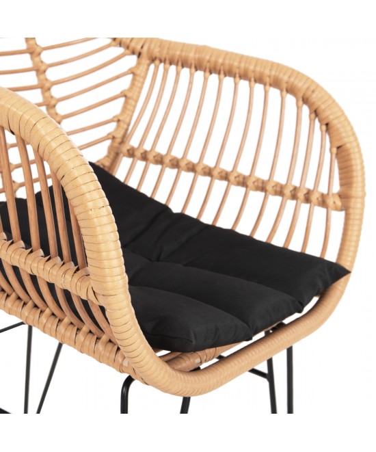 ΠΟΛΥΘΡΟΝΑ ΜΕ ΜΑΞΙΛΑΡΙ ΜΕΤΑΛΛΙΚΗ ALLEGRA HM5450.31 ΜΕ WICKER ΜΠΕΖ 58x59x82Υ