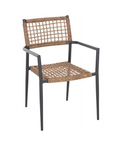 ΠΟΛΥΘΡΟΝΑ TRILAN HM6044.03 ΑΛΟΥΜΙΝΙΟ ΑΝΘΡΑΚΙ ΜΕ ΣΥΝΘΕΤΙΚΟ RATTAN ΦΥΣΙΚΟ 57x59x85Υεκ.