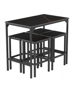 ΣΕΤ ΤΡΑΠΕΖΑΡΙΑ ΜΠΑΡ 5ΤΜΧ BOXY HM9882.13 ΜΑΥΡΟ ΜΕΤΑΛΛΟ-ΜΕΛΑΜΙΝΗ ΜΑΥΡΟ ΜΑΡΜΑΡΟ