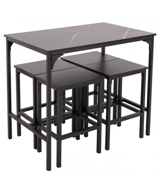 ΣΕΤ ΤΡΑΠΕΖΑΡΙΑ ΜΠΑΡ 5ΤΜΧ BOXY HM9882.13 ΜΑΥΡΟ ΜΕΤΑΛΛΟ-ΜΕΛΑΜΙΝΗ ΜΑΥΡΟ ΜΑΡΜΑΡΟ