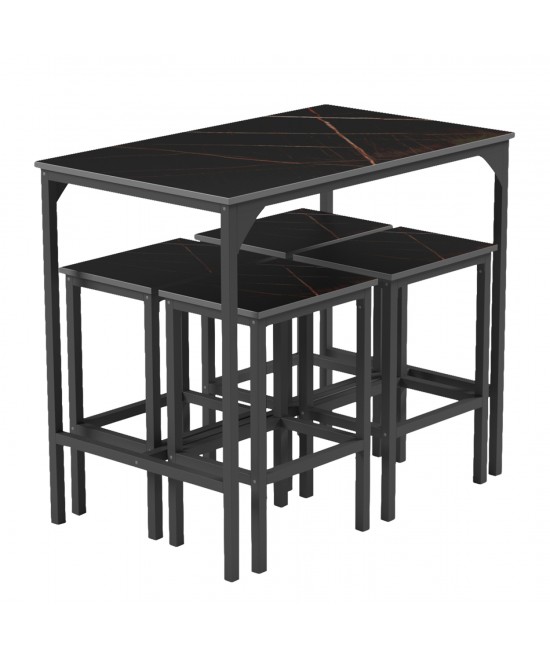 ΣΕΤ ΤΡΑΠΕΖΑΡΙΑ ΜΠΑΡ 5ΤΜΧ BOXY HM9882.13 ΜΑΥΡΟ ΜΕΤΑΛΛΟ-ΜΕΛΑΜΙΝΗ ΜΑΥΡΟ ΜΑΡΜΑΡΟ