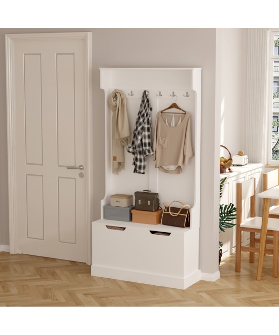 ΕΠΙΠΛΟ ΕΙΣΟΔΟΥ KAYLOR HM2475.03 ΜΕ ΚΡΕΜΑΣΤΡΕΣ&ΑΠΟΘ.ΧΩΡΟ-MDF ΣΕ ΛΕΥΚΟ 93x34x180Υεκ