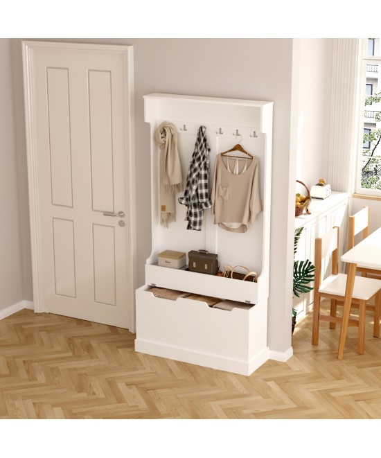 ΕΠΙΠΛΟ ΕΙΣΟΔΟΥ KAYLOR HM2475.03 ΜΕ ΚΡΕΜΑΣΤΡΕΣ&ΑΠΟΘ.ΧΩΡΟ-MDF ΣΕ ΛΕΥΚΟ 93x34x180Υεκ