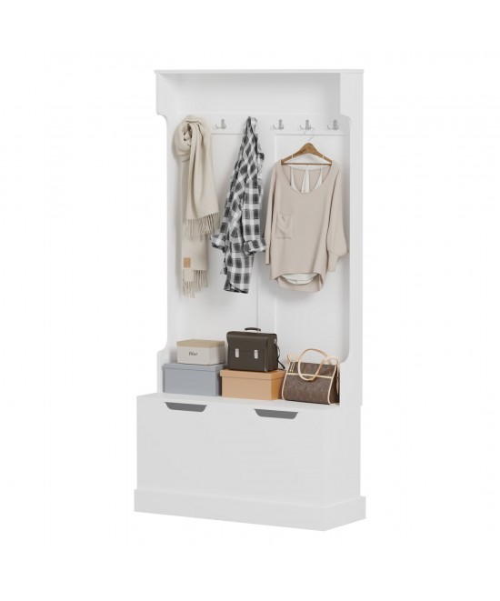 ΕΠΙΠΛΟ ΕΙΣΟΔΟΥ KAYLOR HM2475.03 ΜΕ ΚΡΕΜΑΣΤΡΕΣ&ΑΠΟΘ.ΧΩΡΟ-MDF ΣΕ ΛΕΥΚΟ 93x34x180Υεκ