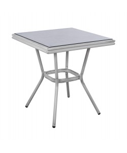 ΤΡΑΠΕΖΙ ΑΛΟΥΜΙΝΙΟΥ HARLOW 70X70X76 BAMBOO LOOK HM5568.01 ΛΕΥΚΗ ΠΑΤΙΝΑ ΜΕ ΓΥΑΛΙ