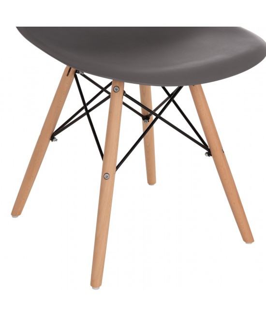 ΚΑΡΕΚΛΑ ΜΕ ΞΥΛΙΝΑ ΠΟΔΙΑ ΚΑΙ ΚΑΘΙΣΜΑ TWIST PP ΓΚΡΙ HM8460.10 46x50x82 εκ.