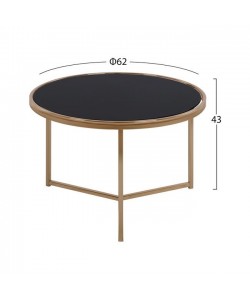 ΤΡΑΠΕΖΙ ΣΤΡΟΓΓΥΛΟ FRANCESCO HM8607 ΜΕ ΓΥΑΛΙΝΗ ΕΠΙΦΑΝΕΙΑ ΚΑΙ ΕΠΙΧΡΥΣΟ ΣΚΕΛΕΤΟ