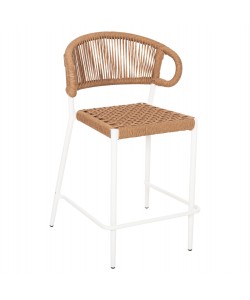 ΣΚΑΜΠΟ ΜΠΑΡ ΜΕΣ.ΥΨΟΥΣ EULO HM6087.02 ΑΛΟΥΜΙΝΙΟ ΛΕΥΚΟ-ΣΥΝΘ.RATTAN ΜΠΕΖ 60x60x99Υεκ.