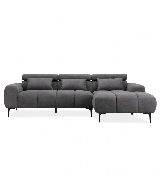 ΚΑΝΑΠΕΣ ΔΕΞΙΑ ΓΩΝΙΑ DIVYA HM3267.02R ΣΥΝΘ.SUEDE ΓΚΡΙ 264x175x99Υεκ.