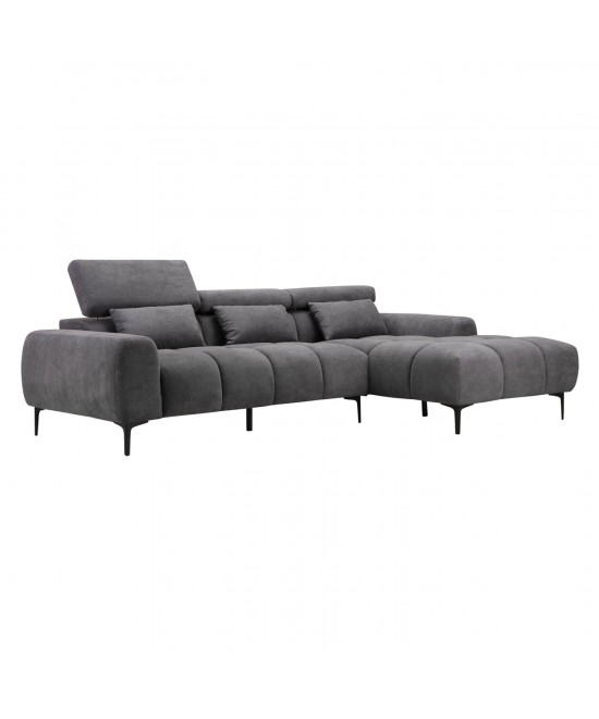 ΚΑΝΑΠΕΣ ΔΕΞΙΑ ΓΩΝΙΑ DIVYA HM3267.02R ΣΥΝΘ.SUEDE ΓΚΡΙ 264x175x99Υεκ.