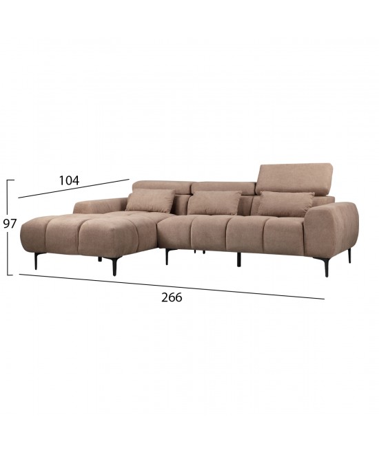 ΚΑΝΑΠΕΣ ΑΡΙΣΤΕΡΗ ΓΩΝΙΑ DIVYA HM3267.01L ΣΥΝΘ.SUEDE ΑΝΟΙΧΤΟ ΚΑΦΕ 264x175x99Υεκ.