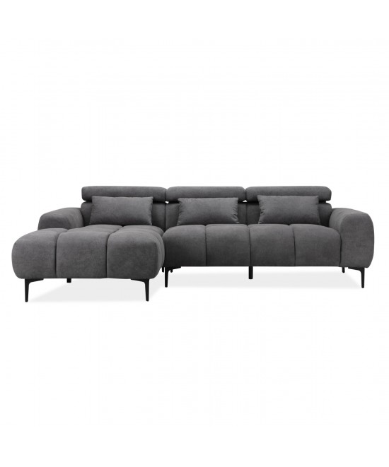 ΚΑΝΑΠΕΣ ΑΡΙΣΤΕΡΗ ΓΩΝΙΑ DIVYA HM3267.02L ΣΥΝΘ.SUEDE ΓΚΡΙ 264x175x99Υεκ.