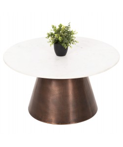 ΤΡΑΠΕΖΙ ΣΑΛΟΝΙΟΥ FODEN HM9721 ΛΕΥΚΟ ΜΑΡΜΑΡΟ TOP ΚΑΙ ΜΕΤΑΛΛΟ Φ77x40Υεκ.