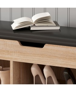 ΠΑΠΟΥΤΣΟΘΗΚΗ ΜΕ ΚΑΘΙΣΜΑ ROMIR HM2478.01 ΜΕΛΑΜΙΝΗ ΣΟΝΑΜΑ-ΚΑΘΙΣΜΑ PU ΚΑΦΕ 100x30x44Υ