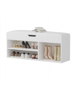 ΠΑΠΟΥΤΣΟΘΗΚΗ ΜΕ ΚΑΘΙΣΜΑ ROMIR HM2478.03 ΜΕΛΑΜΙΝΗ ΛΕΥΚΗ-KΑΘΙΣΜΑ PU ΛΕΥΚΟ 100x30x44Υ