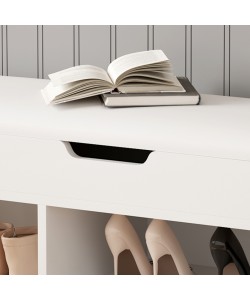 ΠΑΠΟΥΤΣΟΘΗΚΗ ΜΕ ΚΑΘΙΣΜΑ ROMIR HM2478.03 ΜΕΛΑΜΙΝΗ ΛΕΥΚΗ-KΑΘΙΣΜΑ PU ΛΕΥΚΟ 100x30x44Υ