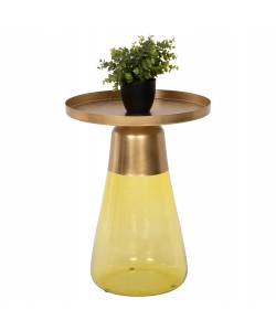 ΒΟΗΘΗΤΙΚΟ ΤΡΑΠΕΖΑΚΙ VALERY HM9732 ΠΡΑΣΙΝΟ ΓΥΑΛΙ-ΧΡΥΣΟ ΜΕΤΑΛΛΟ Φ39,5x52Υεκ