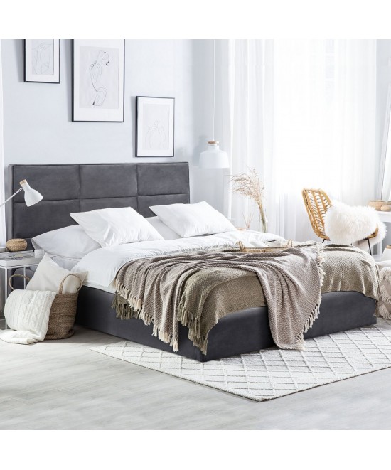 ΚΡΕΒΑΤΙ BRILEY ΒΕΛΟΥΔΟ ΓΚΡΙ ΜΕ ΑΠΟΘΗΚΕΥΤΙΚΟ ΧΩΡΟ 160x200 εκ HM583.01