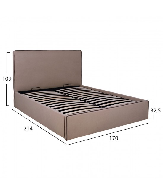 ΚΡΕΒΑΤΙ ALLIE HM584.02 160x200 εκ. ΜΕ ΑΠΟΘΗΚΕΥΤΙΚΟ ΧΩΡΟ ΜΠΕΖ ΥΦΑΣΜΑ