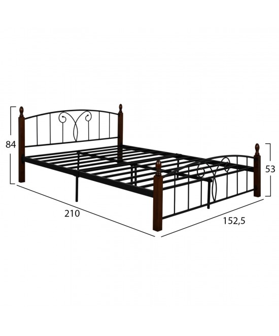 ΚΡΕΒΑΤΙ ΔΙΠΛΟ SUZIE HM585 ΓΙΑ ΣΤΡΩΜΑ 150x200 εκ. ΜΕΤΑΛΛΟ ΞΥΛΟ