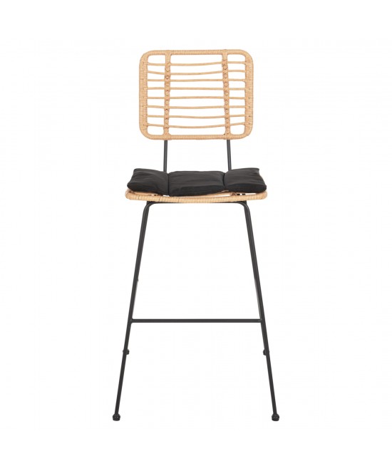 ΣΚΑΜΠΟ ΜΠΑΡ ALLEGRA HM5455.11 ΜΕΤΑΛΛΟ&ΜΑΞΙΛΑΡΙ ΜΑΥΡΟ-WICKER ΜΠΕΖ 56x59x116,5Υεκ.
