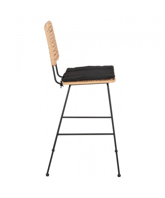 ΣΚΑΜΠΟ ΜΠΑΡ ALLEGRA HM5455.11 ΜΕΤΑΛΛΟ&ΜΑΞΙΛΑΡΙ ΜΑΥΡΟ-WICKER ΜΠΕΖ 56x59x116,5Υεκ.