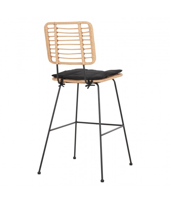 ΣΚΑΜΠΟ ΜΠΑΡ ALLEGRA HM5455.11 ΜΕΤΑΛΛΟ&ΜΑΞΙΛΑΡΙ ΜΑΥΡΟ-WICKER ΜΠΕΖ 56x59x116,5Υεκ.
