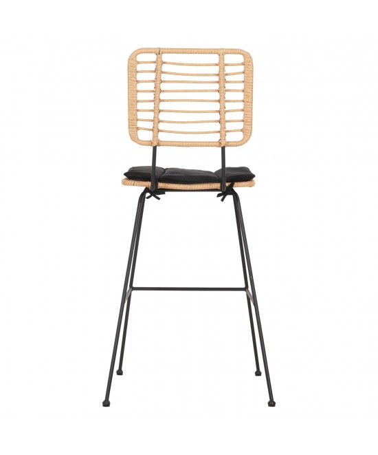 ΣΚΑΜΠΟ ΜΠΑΡ ALLEGRA HM5455.11 ΜΕΤΑΛΛΟ&ΜΑΞΙΛΑΡΙ ΜΑΥΡΟ-WICKER ΜΠΕΖ 56x59x116,5Υεκ.
