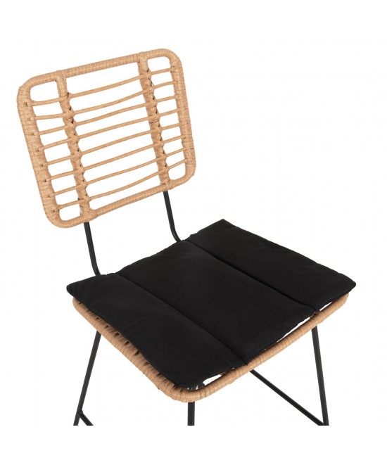 ΣΚΑΜΠΟ ΜΠΑΡ ALLEGRA HM5455.11 ΜΕΤΑΛΛΟ&ΜΑΞΙΛΑΡΙ ΜΑΥΡΟ-WICKER ΜΠΕΖ 56x59x116,5Υεκ.
