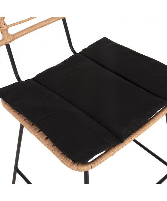 ΣΚΑΜΠΟ ΜΠΑΡ ALLEGRA HM5455.11 ΜΕΤΑΛΛΟ&ΜΑΞΙΛΑΡΙ ΜΑΥΡΟ-WICKER ΜΠΕΖ 56x59x116,5Υεκ.