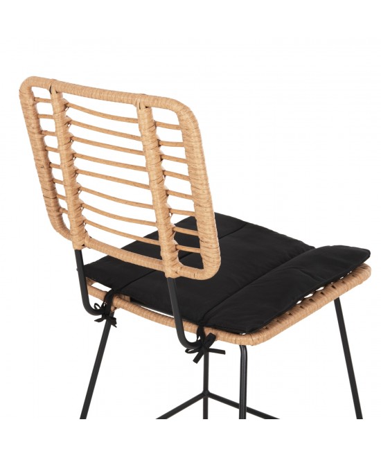 ΣΚΑΜΠΟ ΜΠΑΡ ALLEGRA HM5455.11 ΜΕΤΑΛΛΟ&ΜΑΞΙΛΑΡΙ ΜΑΥΡΟ-WICKER ΜΠΕΖ 56x59x116,5Υεκ.