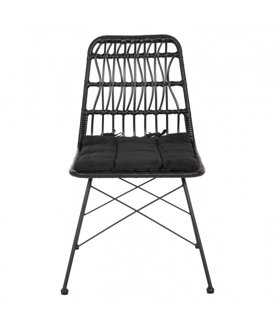 ΚΑΡΕΚΛΑ ΕΞ.ΧΩΡΟΥ ALLEGRA HM5453.12 ΜΕΤΑΛΛΟ-ΜΑΞΙΛΑΡΙ-WICKER ΜΑΥΡΟ 52x52x83,5Yεκ.