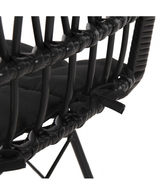 ΚΑΡΕΚΛΑ ΕΞ.ΧΩΡΟΥ ALLEGRA HM5453.12 ΜΕΤΑΛΛΟ-ΜΑΞΙΛΑΡΙ-WICKER ΜΑΥΡΟ 52x52x83,5Yεκ.