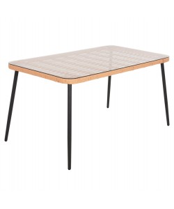 ΤΡΑΠΕΖΙ ΟΡΘΟΓΩΝΙΟ ALLEGRA HM5537.11 ΜΕΤΑΛ.ΜΑΥΡΟ-P.E. RATTAN ΦΥΣΙΚΟ 139,5x79,5x73Υεκ.