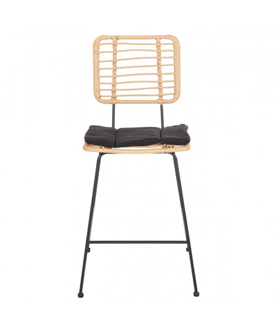 ΣΚΑΜΠΟ ΜΕΣ.ΥΨΟΥΣ ALLEGRA HM5644.11 ΜΕΤΑΛΛΟ&ΜΑΞΙΛΑΡΙ ΜΑΥΡΟ-WICKER ΜΠΕΖ 53x56x107Υεκ.