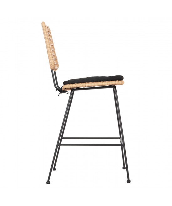 ΣΚΑΜΠΟ ΜΕΣ.ΥΨΟΥΣ ALLEGRA HM5644.11 ΜΕΤΑΛΛΟ&ΜΑΞΙΛΑΡΙ ΜΑΥΡΟ-WICKER ΜΠΕΖ 53x56x107Υεκ.