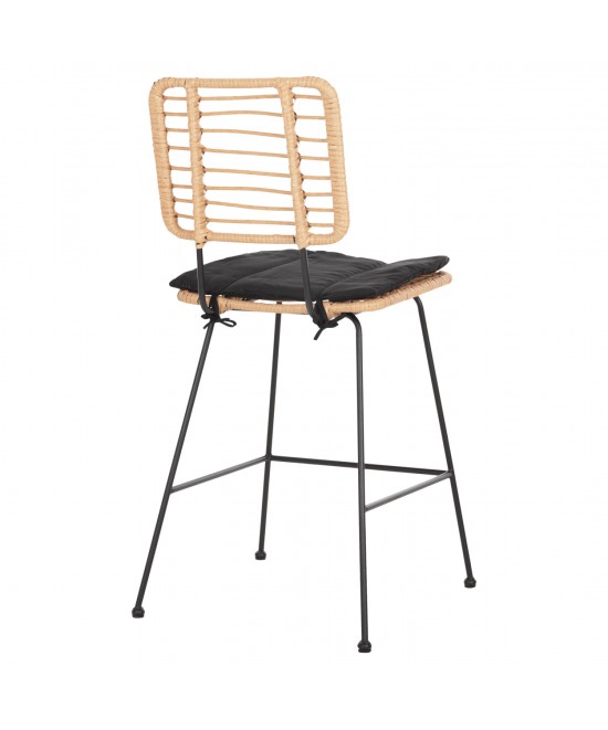ΣΚΑΜΠΟ ΜΕΣ.ΥΨΟΥΣ ALLEGRA HM5644.11 ΜΕΤΑΛΛΟ&ΜΑΞΙΛΑΡΙ ΜΑΥΡΟ-WICKER ΜΠΕΖ 53x56x107Υεκ.