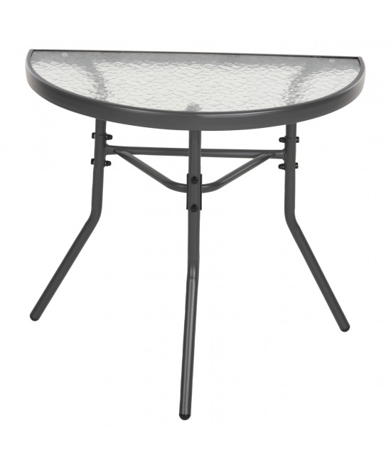 ΤΡΑΠΕΖΙ ΗΜΙΚΥΚΛΙΚΟ LIMA HM5967.01 ΜΕΤΑΛΛΙΚΟ ΓΚΡΙ ΜΕ ΓΥΑΛΙΝΟ TOP 70x40x64,5Υεκ.